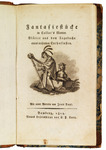 Title page to Fantasy Pieces with an illustration, center, of a harp player and a sphinx.
