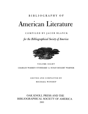 Cover image for Bibliography of American Literature Vol. 8: Charles Warren Stoddard to Susan Bogert Warner