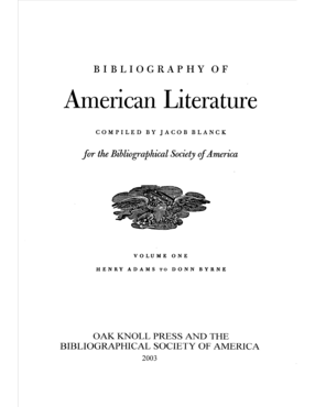 Cover image for Bibliography of American Literature Vol. 1: Henry Adams to Donn Byrne