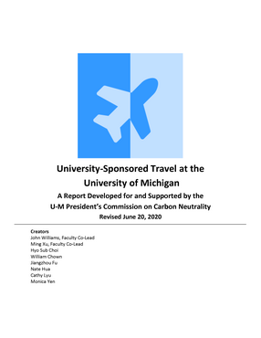 Cover image for University-Sponsored Travel at the University of Michigan: A Report Developed for and Supported by the U-M President&#39;s Commission on Carbon Neutrality