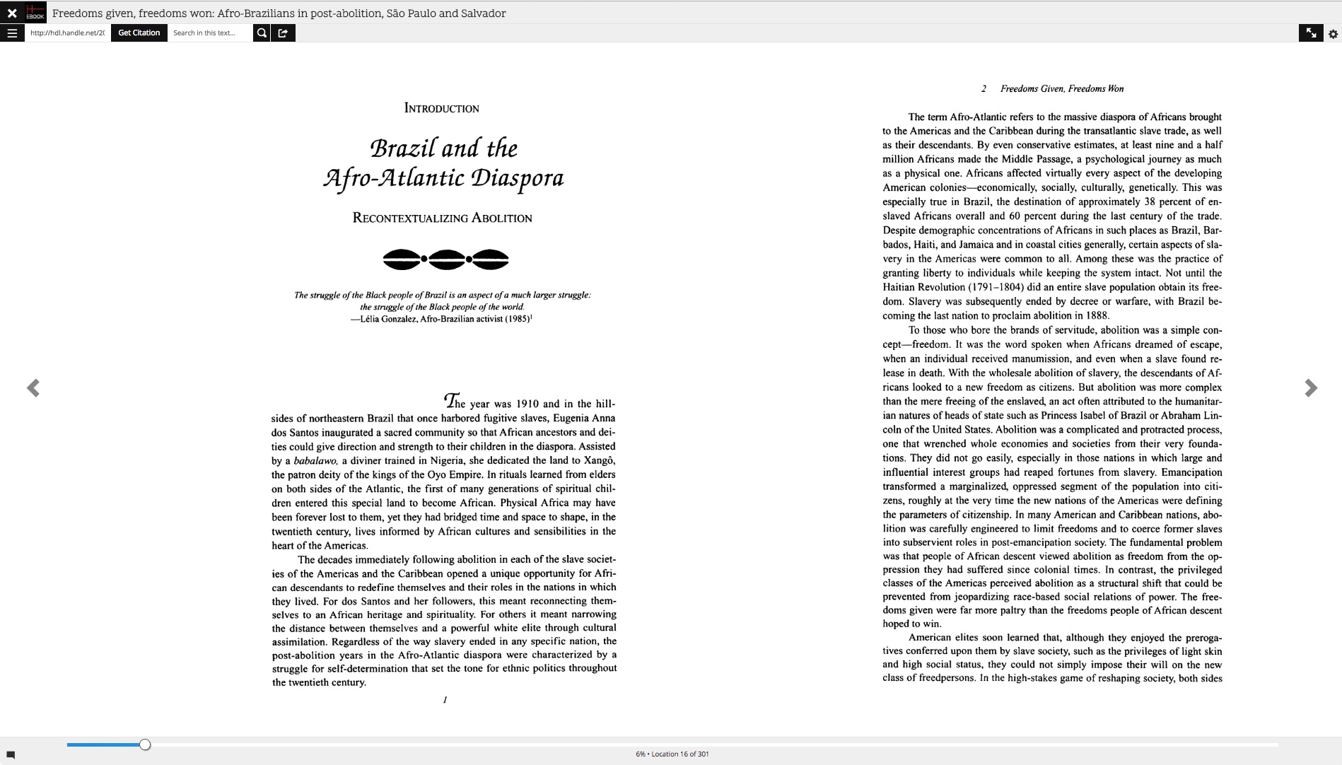 A screenshot of the new e-reader application, displaying two page images in the e-reader.
