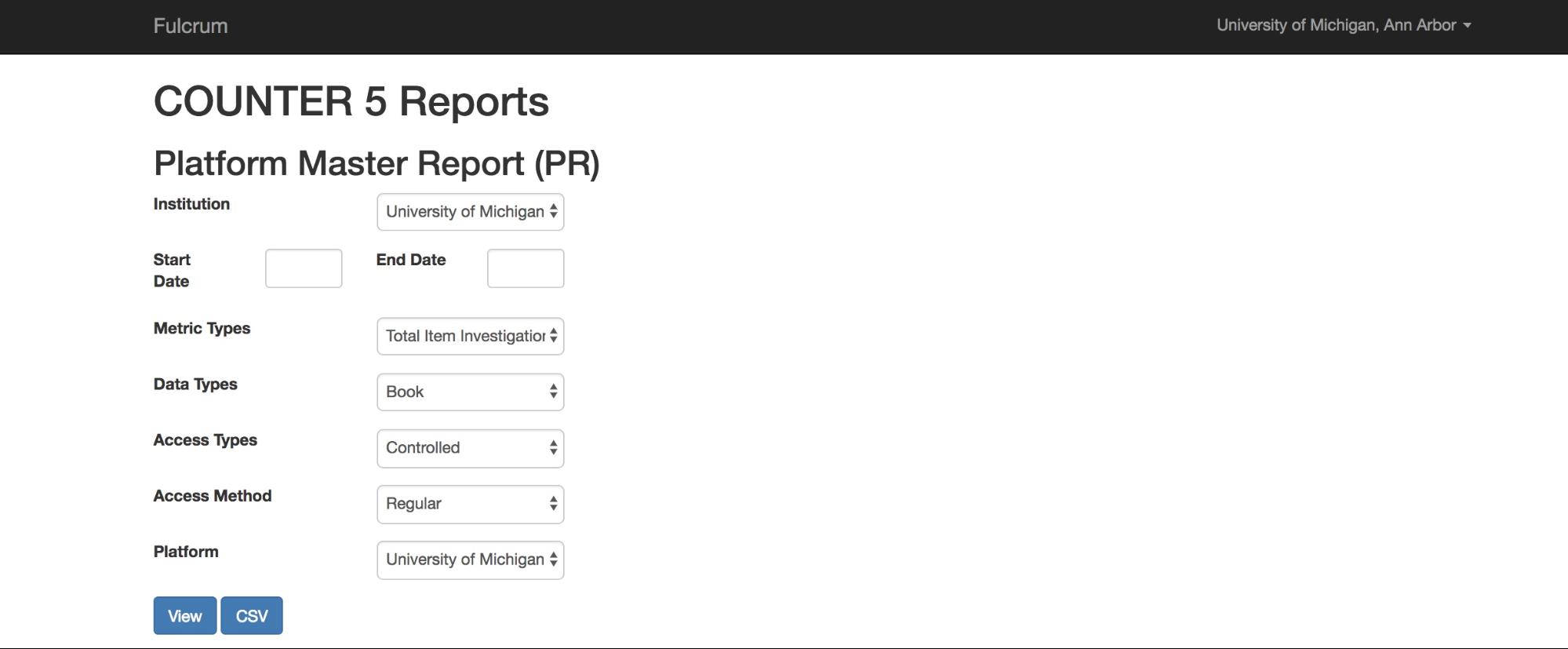 A screenshot of the COUNTER 5 report dashboard