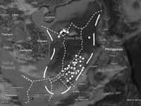 grey and white map showing South China Sea and surrounding countries.