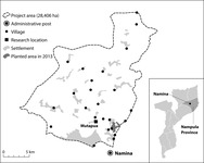 A map illustrating DUAT issued to Lúrio Green Resources for a forestry plantation in Nampula Province.