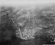 Piers were located in Manhattan along the Hudson and East Rivers. The city’s tall office towers were located in Lower Manhattan.