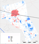 Changes in the bare surface height, in centimeters, since 1954 in the municipality of Deurne (after Oudhoff 2003: fig. 3).