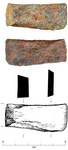 Photograph and drawing of iron chisel.