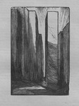 A scenic design rendered as a wood engraving by Edward Gordon Craig.