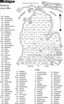 Part two of a two-page map shows Michigan’s Lower Peninsula, with labels for the counties and major cities, circa 1860