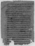 Petition wegen Verdrängungaus dem Erbteileines Hauses; Tinteris (Herakleopolites), 7.–8. Juli 137 v.Chr. Black and white image of the front of a piece of papyrus with writing on it.