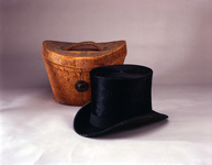 Beaver pelts were used in making felt, which could be turned into a top hat, shown here with its case.