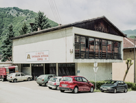 Color photograph of the Fire Station in Visegrad which was used as a detention camp in 1992.