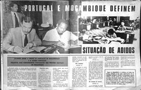 Fig. 36. Reporting printed in Tempo on the transfer of power from Portugal to the liberation movement Frelimo that involved the signing of documents and the picturing of other bureaucratic practices that defined Portuguese control in Mozambique.