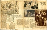 Scrapbook page featuring newspaper clippings, including a photo of man-made lighting.
