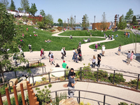 Park goers enjoyed the sun and open spaces when the park first opened in 2021.
