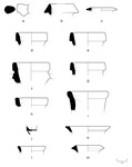 Sketches (a-m) of 13 pieces of pottery from Kratul i Madh.