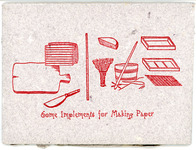 Simple line art images illustrate making handmade paper. See Chapter 4 and Resources for more.