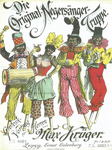 An illustration of a troop of four performers all in colorful patterned clothing with exaggerated racialized features.