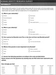 English language version of the Bosniak Identity Research Survey Questionnaire booklet generated specifically for this study with a focus on topics relating to the participants’ perceptions about their group and Bosniak identity. The 14-page booklet begins with the heading and an explanation of the purpose of the study, confidentiality protocols, and the researcher’s contact information. Each of the following pages of the questionnaire relates to different aspects of Bosnian Muslim groupness. The booklet ends with questions about the participant’s demographic information. The survey was designed to collect the maximum amount of information about the group, however, the discussion and data description provided in the book is limited only to the questions used for this inquiry. Nationality page.