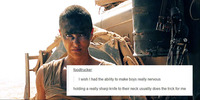 Two “text-post memes” where a user has posted media images of Princes Leia and Mad Max’s Furiosa, both superimposed with another user’s written texts