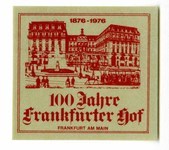 Hotel stamp with the image of a grand building, the name and address of the hotel, and "1876-1976."