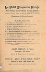 Advertising flyer for the film, Le Petit Chaperon Rouge, 12 scenes in 12 minutes. The cost was 480 francs, or 360 francs more, in color.
