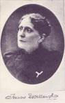 A small cameo portrait next to the caption with her signature below. Like all WCTU members, she wears a white ribbon near her lapel.