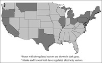 Map Showing Whether States Have Regulated or Deregulated Electricity Markets