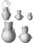 Rendered illustrations of ceramic vessels found by Kroeber in Cerro Azul’s Burial K1, a grave containing 18 individuals.