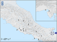 Distribution map of normal Corinthian architectural members in peninsular Italy in the late second and early first centuries BCE.