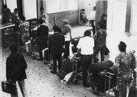 Fig. 15. Portuguese soldiers and other personnel associated with the colonial state at the airport, preparing to leave Mozambique as Portugal and Frelimo negotiated an end to the war and independence.