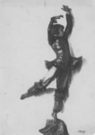 The black and white photograph Niddy Impekoven as Lotte Pritzel Doll taken in 1918-19 by Nini & Carry Hess, shows the young dancer wearing an oriental costume and balancing on one foot atop a plinth, while the other is in arabesque. Impekoven’s posture and the movement of her arms and legs recalled one of Pritzel exotic dancer dolls.