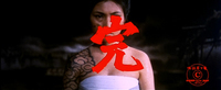 Red calligraphy reading "End" is superimposed over a tattooed woman.