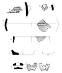 Sketches (a-f) of 6 pieces of prehistoric pottery from Zagorë and Gajtan.