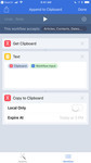 Screenshot of an iOS workflow to append clipboard text