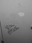 Photo of bathroom stall written graffiti in which one writer notes that “there’s more than just 2” genders and another responds, “go back to Tumblr”