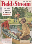 A 1959 cover of Field & Stream, featuring several men canoeing and fishing.