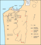 A map showing Cerro Azul’s quebradas (1-13).