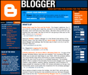 Screenshot of the Blogger homepage from December 15, 2000