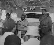 Fig. 17. Photograph displays the types of images that, on the one hand, Frelimo leaders stood in front of, and, on the other hand, that soldiers and populations living in the liberation viewed of Frelimo leaders during military and political training.