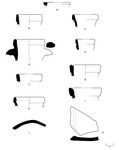 Sketches (a-k) of 11 pieces of pottery from Kratul i Madh.