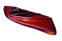 This 16-foot “Comfort Craft” courting canoe was built by the Peterborough Canoe Company in 1904. Also known as the “Girling Canoe,” it came equipped with lockers under the side decks for a phonograph and records. The front seat faced the stern of the canoe.