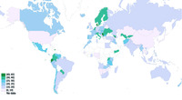 Figure 5. Worldwide, the percent of members of parliament aged 40 years or under in 2019 fluctuated between 0 and 65 percent, with an average below 20 percent