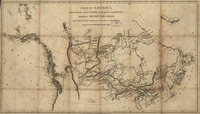 A map of Alexander Mackenzie’s routes from Montreal to Fort Chipewyan and then onward to the Arctic Ocean in 1789 and to the Pacific Ocean in 1793. Published by Mackenzie in 1801.