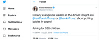 Screen capture of tweet comparing the religious practices of Barack Obama and Donald Trump