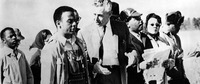 Florida Gov. LeRoy Collins mediates with representatives from SCLC and SNCC during one of the marches outside Selma, Alabama in March 1965.