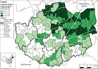 Map 13. Map showing village proportions of hired laborers