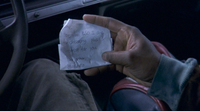 A handwritten note written by protagonist at end of film