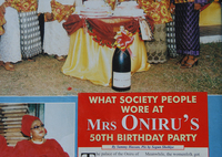 A page from Ovation magazine, with the caption “What Society People Wore at Mrs. Oniru’s 50th Birthday Party.”