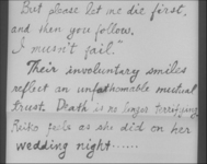 Black English calligraphy is written on paper.